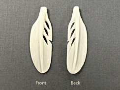 Carved Bone Pendant - Feather Design 40x13x4mm