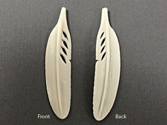 Carved Bone Pendant - Feather Design 75x17x4mm
