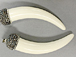 Pave Black Diamond Rhinestone Capped Bone Horn Tusk Pendant Cream ,3.25 inch, Tibet Horn