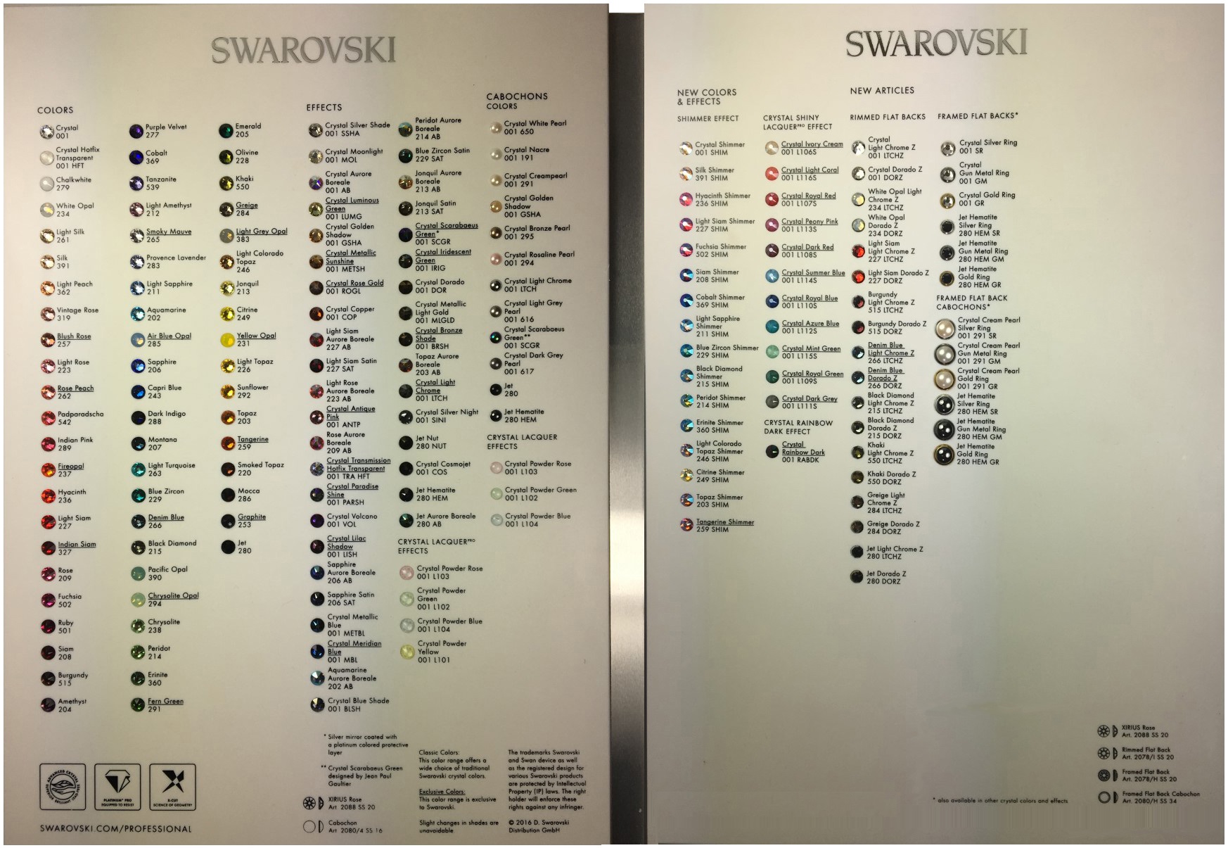 Swarovski Create Your Style Flat Backs Color Chart
