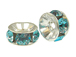 6mm Swarovski Rhinestone Rondelles Silver Plated Blue Zircon