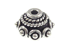 8.3mm Sterling Silver Bali Style Bead Cap with Rope Accent & 8-Dot Edge