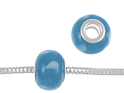 14mm Baby Blue Lampwork Glass Beads -  Plated Core