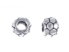 Sterling Silver Soccer Ball Large Hole Bead-6x8mm (3.75mm Hole)