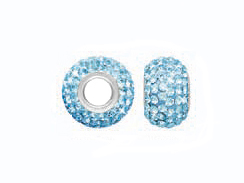March Birthstone - 12x8mm Rondelle, with Sterling Core, Pandora Compatible 