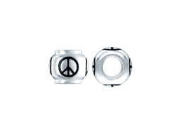 10mm Sterling Silver Peace Sign  bead with 4.5mm hole, Pandora Compatible 