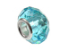 March Faceted Glass Bead, with Plated Silver Core  - Aquamarine