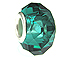 May Faceted Glass Birthstone Bead, with Plated Silver Core  - Emerald