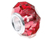 July Faceted Glass Birthstone Bead, with Plated Silver Core  - Light Red