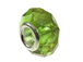 August Faceted Glass Birthstone Bead, with Plated Silver Core  - Dark Peridot