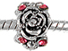 12mm Pink Rhinestone Rose Plated Bead