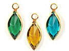 14mm - Gold Plated Swarovski Channel Birthstone Marquis Charms