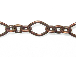 Diamond & Oval Link Chain: Antique Copper Finish