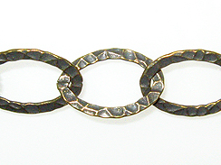 Fancy Hammered Oval Chain: Antique Brass Finish