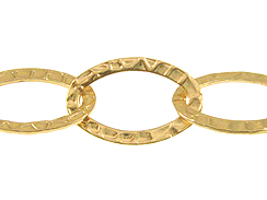 Fancy Hammered Oval Chain: Gold Plated 