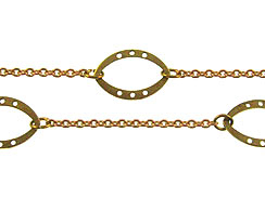 Brass & Copper Plated Fancy Marquise Station With Cable Chain