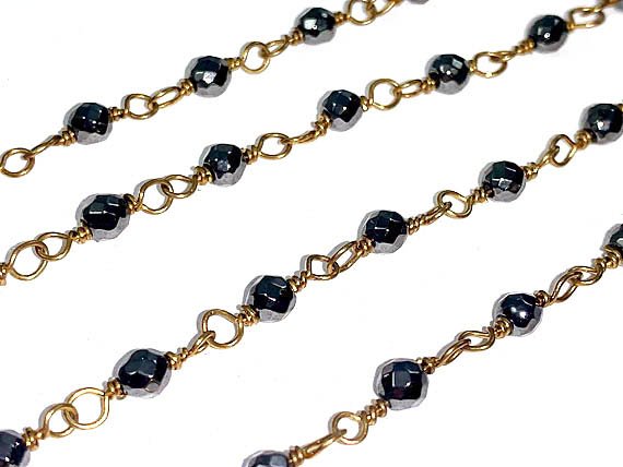 Gunmetal Black Crystal Rosary Chain, 6 mm Silver Wire Wrapped Crystal – A  Girls Gems