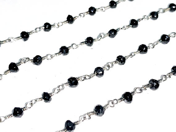 3mm Faceted Wire Wrapped Chain by foot, Silver Plated 