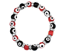 Red & Black Evil Eye Glass Bead Bracelets