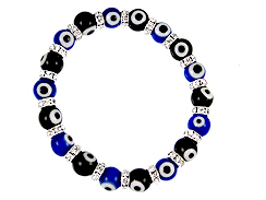 Blue & Black Evil Eye Glass Bead Bracelets