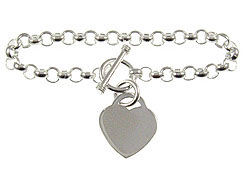 7-inch Sterling Silver Rolo Bracelet With Heart Charm