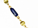 Vintage Lapis Blue Enameled Rectangle Bars Station Chain Brass Beaded Bohemian Chain