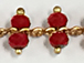 Chinese Red Faceted 3.5mm Round Crystal Glass wire wrapped chain by foot -  Brass and copper chain