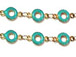 Turquoise Enamel Antique Brass Finish Chain by Foot , Boho Chain