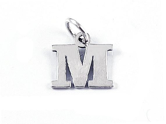 Sterling Silver Alphabet Letter Charm - M