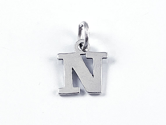 Sterling Silver Alphabet Letter Charm - N
