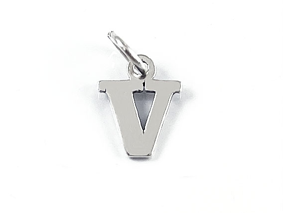 Sterling Silver Alphabet Letter Charm - V