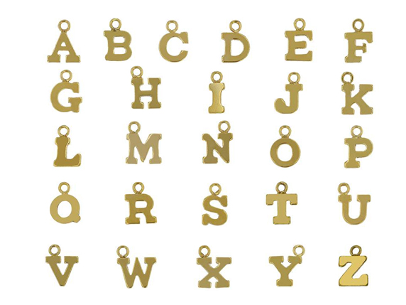 14K Gold Filled 8mm 8mm Tall Alphabet Block Charms - Starter Set of 26 Charms