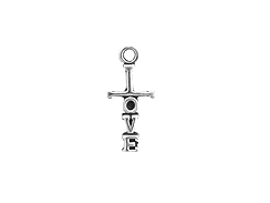 Sterling Silver Cross Charm with Love Charm with Jump Ring