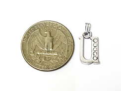 16mm Sterling Silver with SWAROVSKI Rhinestones Letter Charm - U
