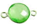 Sterling Silver Gemstone Bezel Round Link - Chalcedony Green 