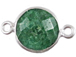 Sterling Silver Gemstone Bezel Round Link - Emerald