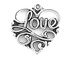 Sterling Silver Filigree Heart with Love Charm 