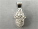 Sterling Silver Hamsa charm with Cubic Zirconia Pave Set CZ Jewerly