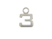 9mm Sterling Silver Number Charm -  3 