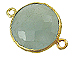 Gold over Sterling Silver Gemstone Bezel Round Link - Aquamarine