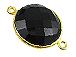Gold over Sterling Silver Gemstone Bezel Round Link - Black Onyx