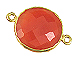 Gold over Sterling Silver Gemstone Bezel Round Link - Carnelian