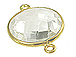 Gold over Sterling Silver Gemstone Bezel Round Link - Clear