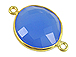 Gold over Sterling Silver Gemstone Bezel Round Link - Dark Blue Chalcedony