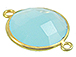 Gold over Sterling Silver Gemstone Bezel Round Link - Light Blue Chalcedony
