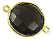 Gold over Sterling Silver Gemstone Bezel Round Link - Smoky Quartz