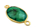 Gold over Sterling Silver Gemstone Bezel Oval Link - Emerald