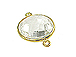 Gold over Sterling Silver Gemstone Bezel Small Round Link - Crystal