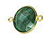 Gold over Sterling Silver Gemstone Bezel Small Round Link - Emerald