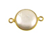 Gold over Sterling Silver Gemstone Bezel Small Round Link - Pearl